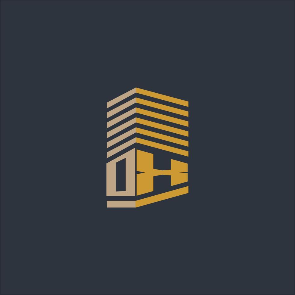 ideas de logotipo de bienes raíces con monograma inicial de buey vector