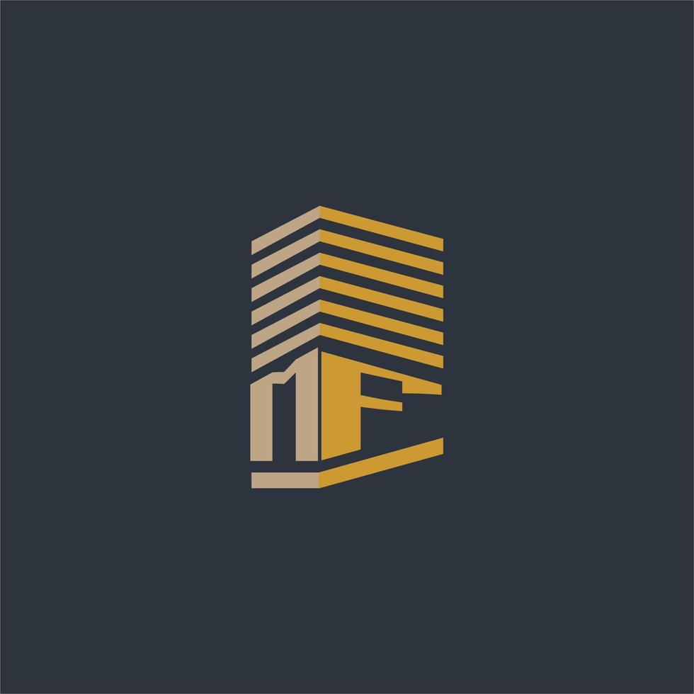 mf monograma inicial ideas de logotipo de bienes raíces vector