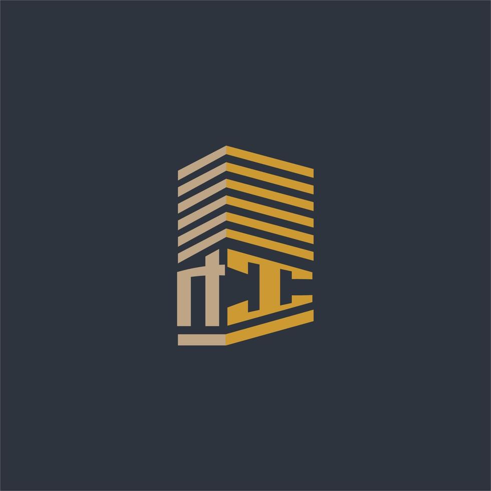NI initial monogram real estate logo ideas vector