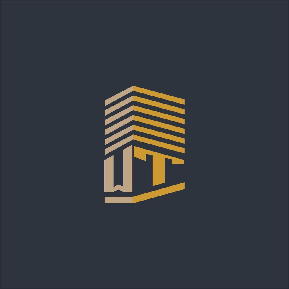 WT initial monogram real estate logo ideas vector