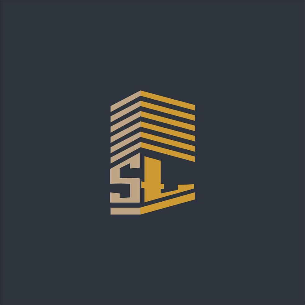 sl monograma inicial ideas de logotipo de bienes raíces vector