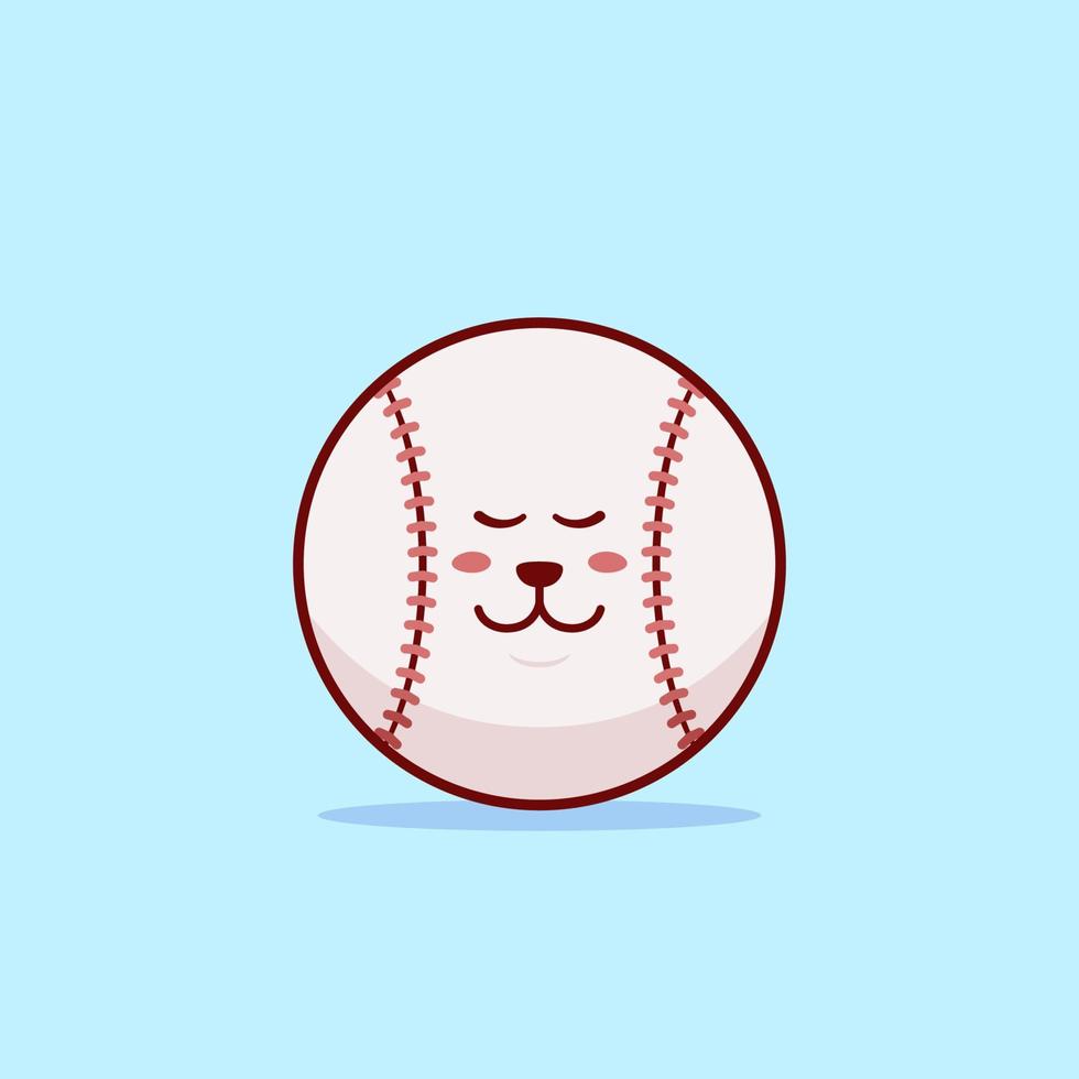 Ilustración de personaje de dibujos animados de bola de béisbol lindo y kawaii durmiendo. relájese con los ojos cerrados expresión del personaje de dibujos animados de pelota de béisbol vector