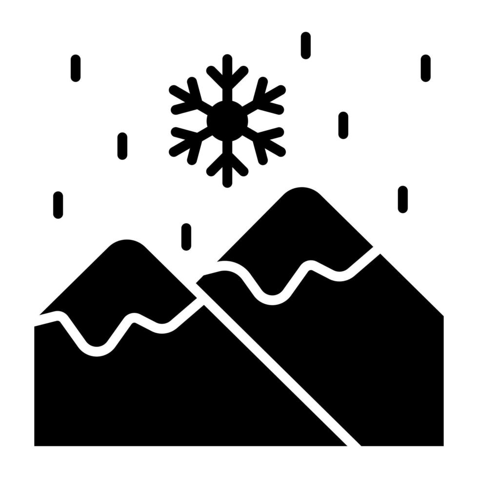 icono de vector de caída de nieve de montaña