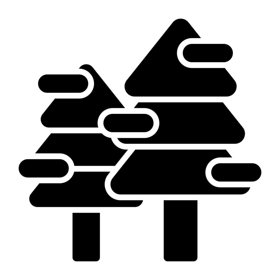 Snow on christmas trees vector icon in trendy style