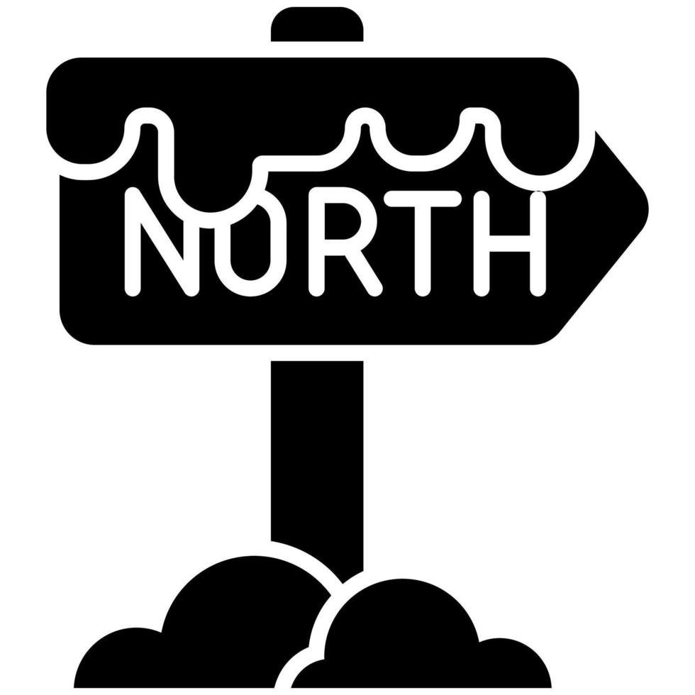 North pole direction sign board vector icon