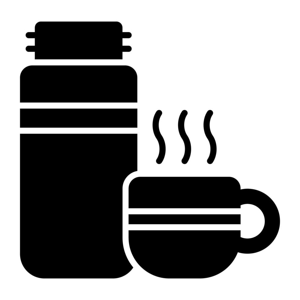 Tea cup and thermos vector icon in trendy style
