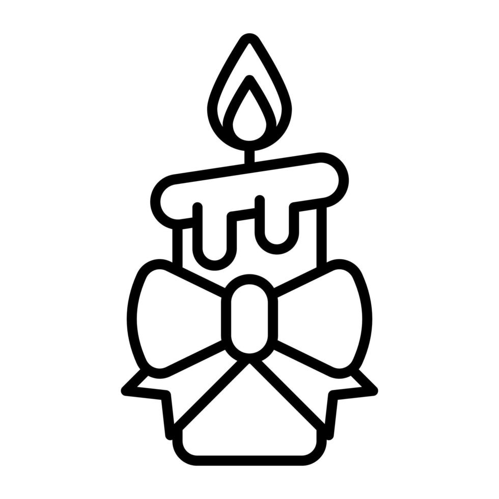 Burning candle with ribbon bow moder vector icon