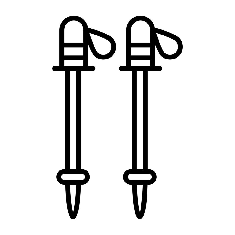 Ski sticks vector icon in modern style, hiking sticks