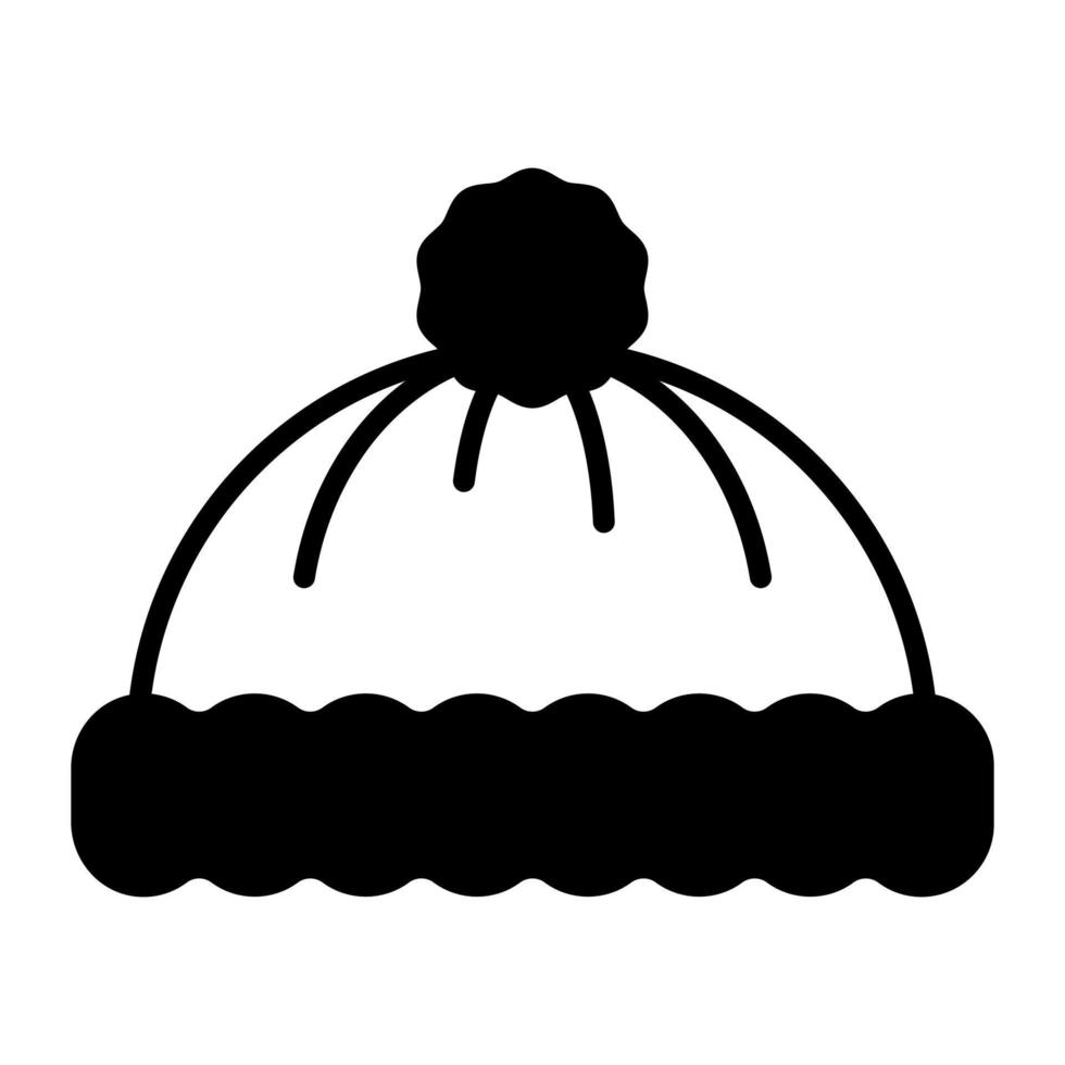 Winter cap vector design icon, winter beanie