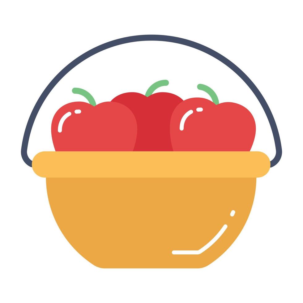 un hermoso diseño de canasta de manzanas, vector editable