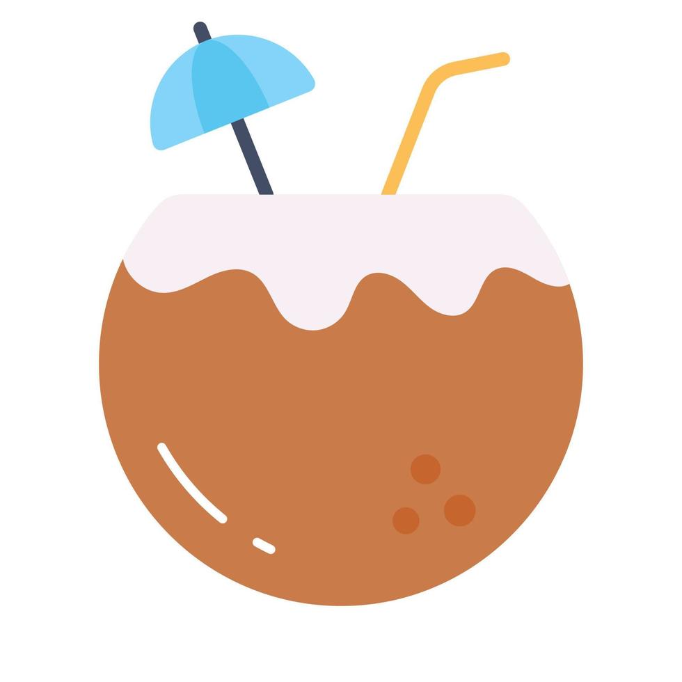 Coconut vector icon in modern style, summer beverage