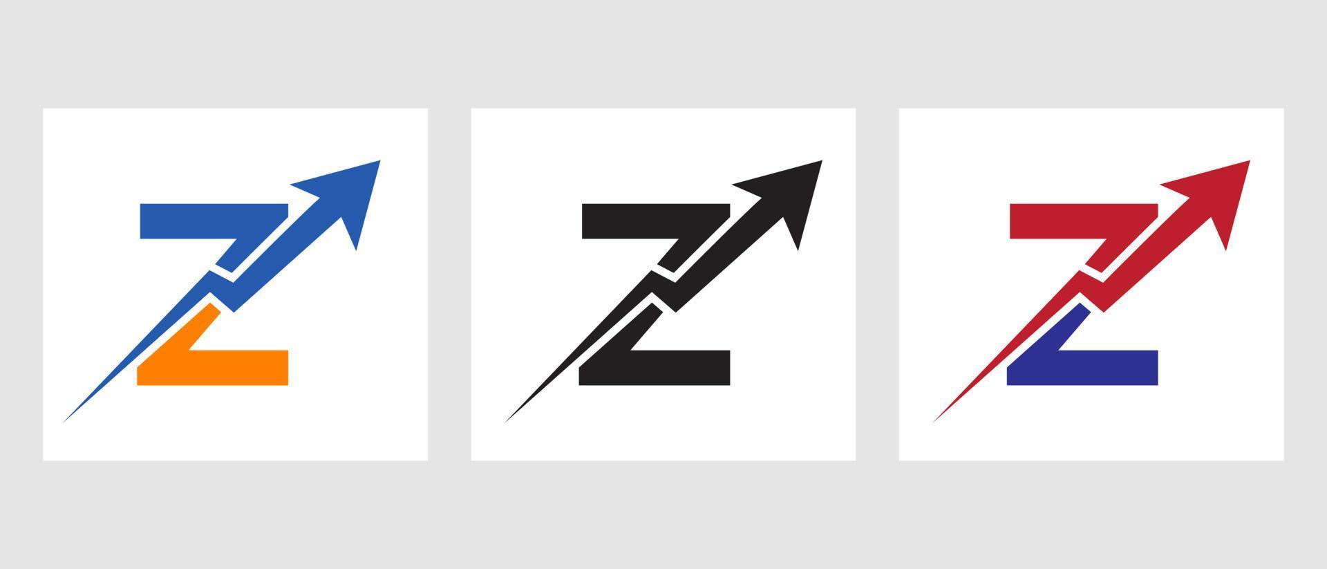 concepto de logotipo de finanzas letra z con símbolo de flecha de crecimiento vector