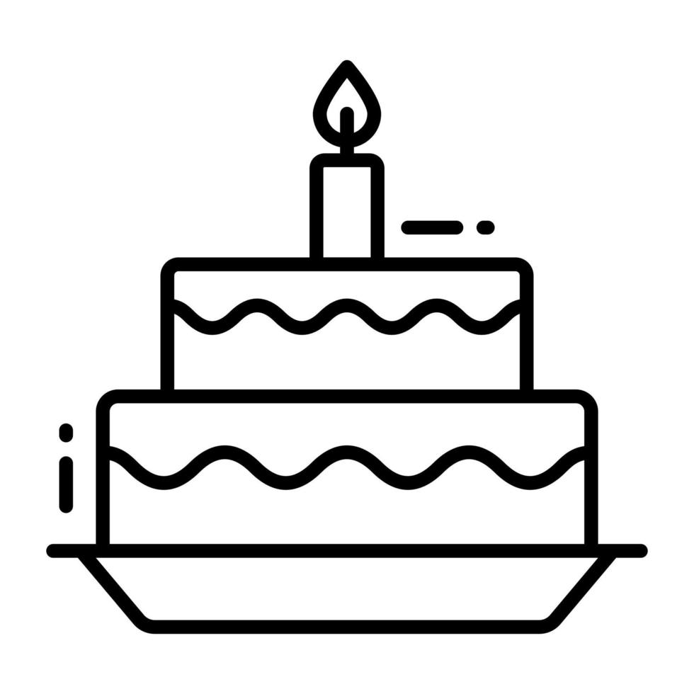 pastel de fiesta con velas, icono de pastel de cumpleaños vector