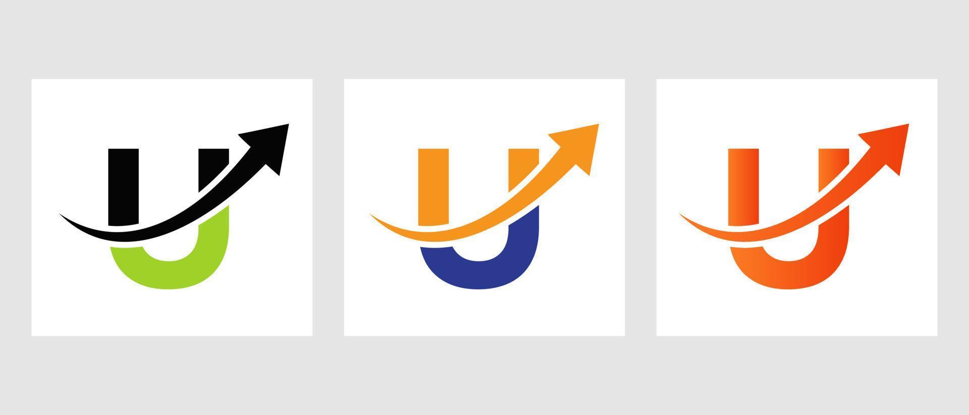 Letter U Finance Logo Concept With Growth Arrow Symbol vector