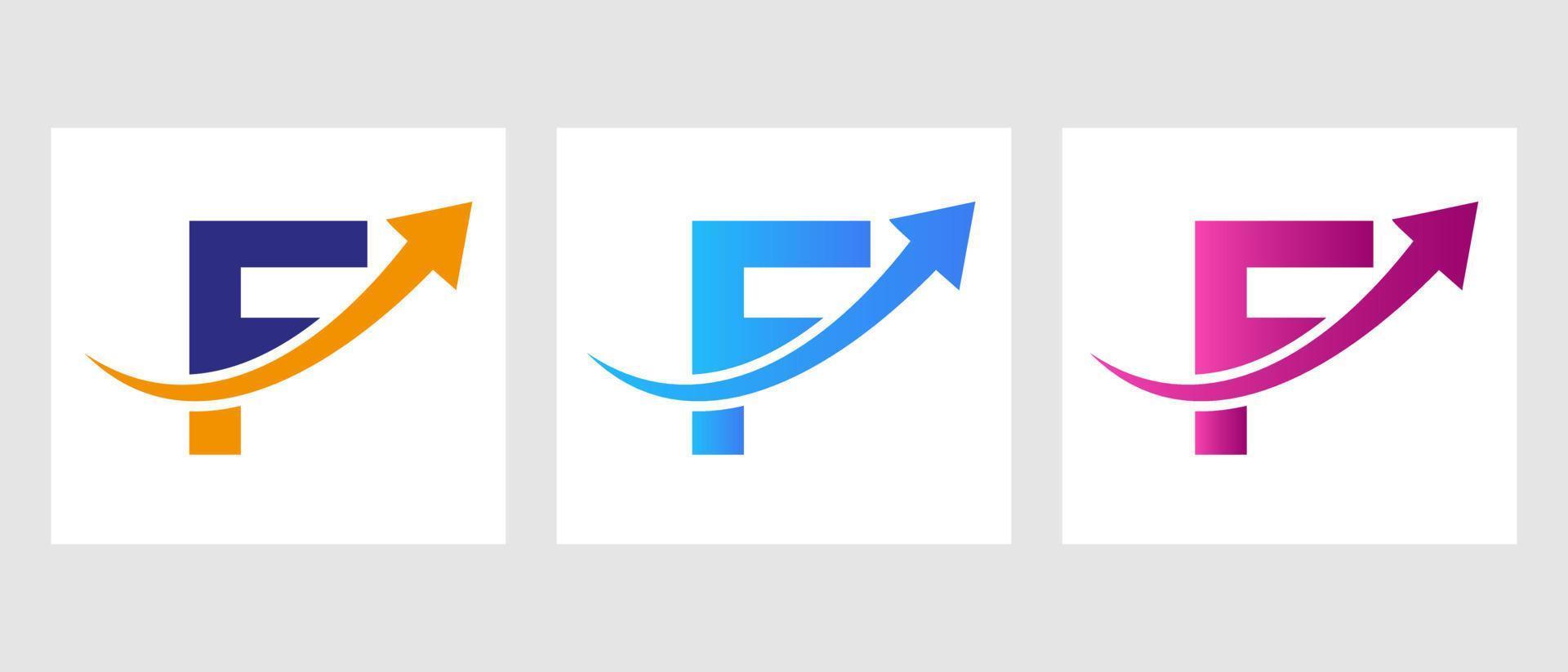 concepto de logotipo de finanzas letra f con símbolo de flecha de crecimiento vector