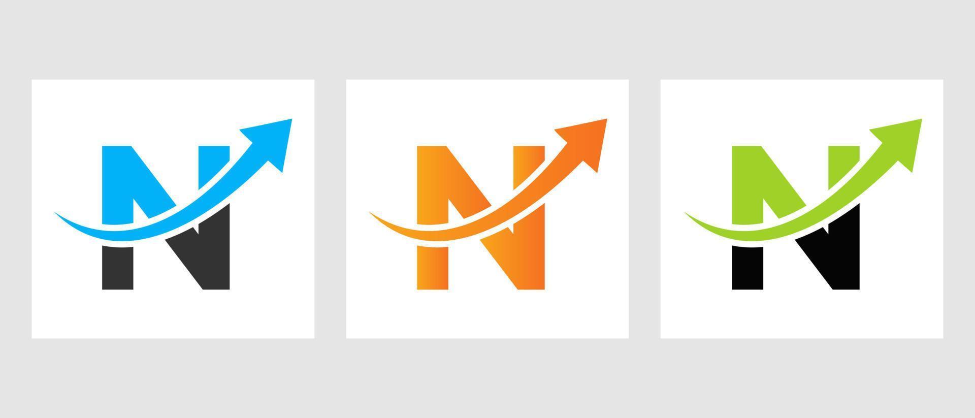 Letter N Finance Logo Concept With Growth Arrow Symbol vector