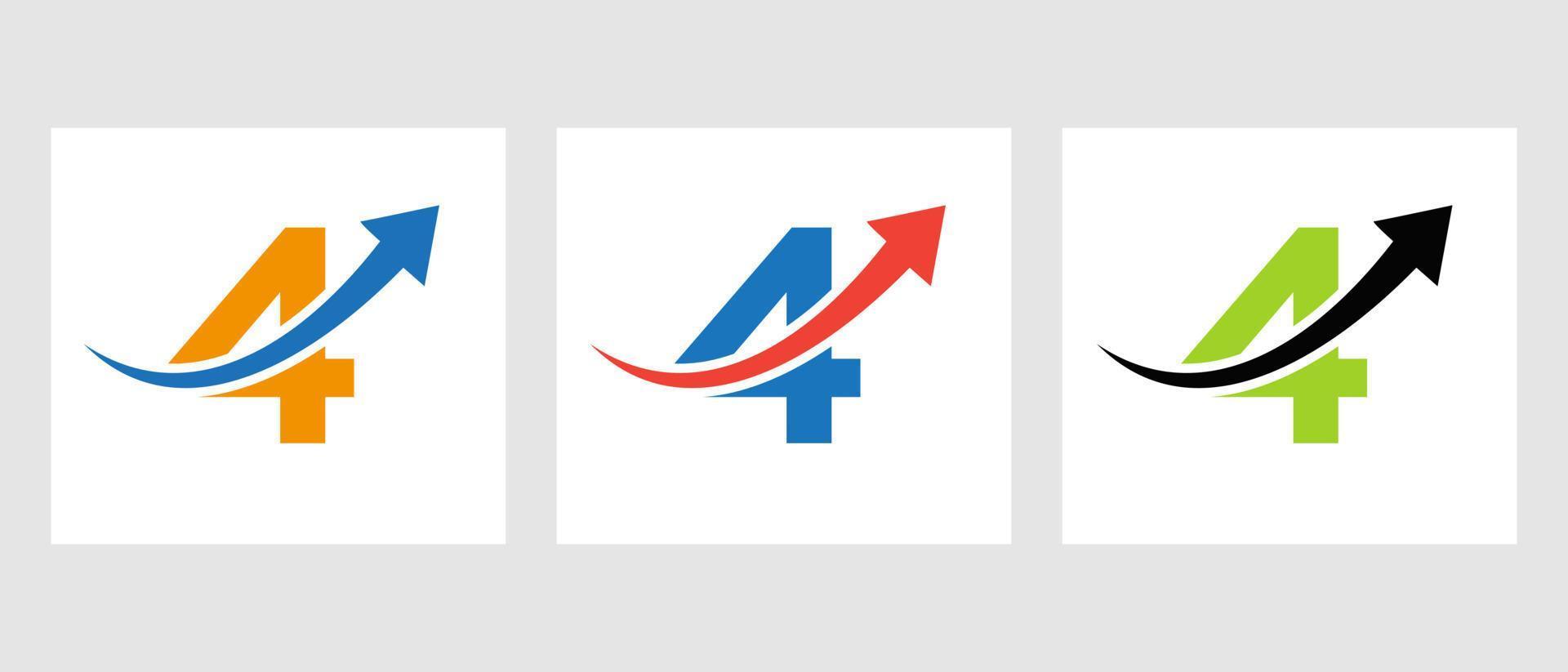 Letter 4 Finance Logo Concept With Growth Arrow Symbol vector