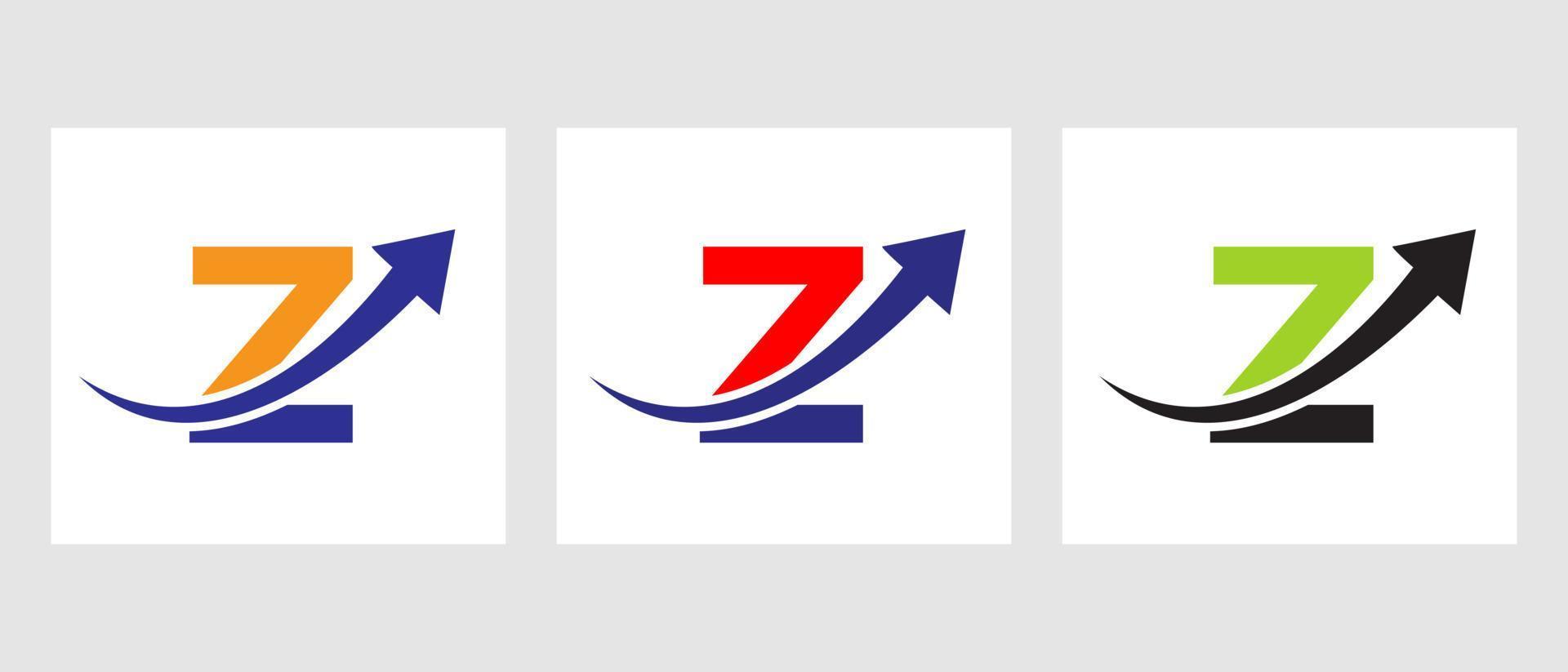 concepto de logotipo de finanzas letra z con símbolo de flecha de crecimiento vector