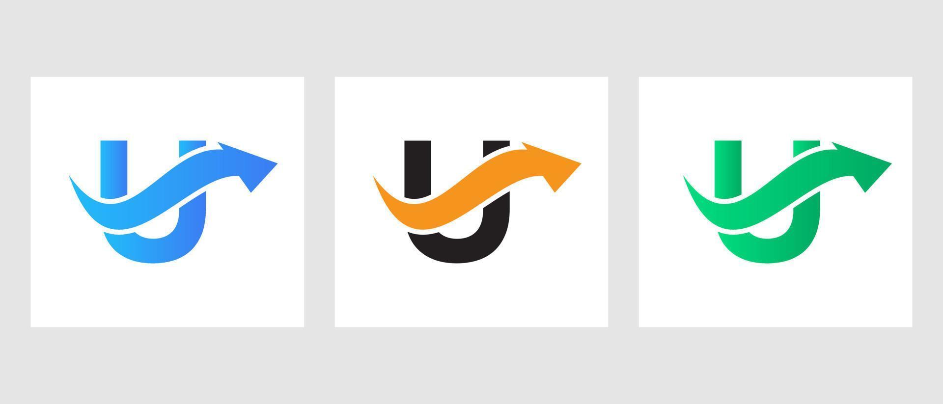 Letter U Finance Logo Concept With Growth Arrow Symbol vector