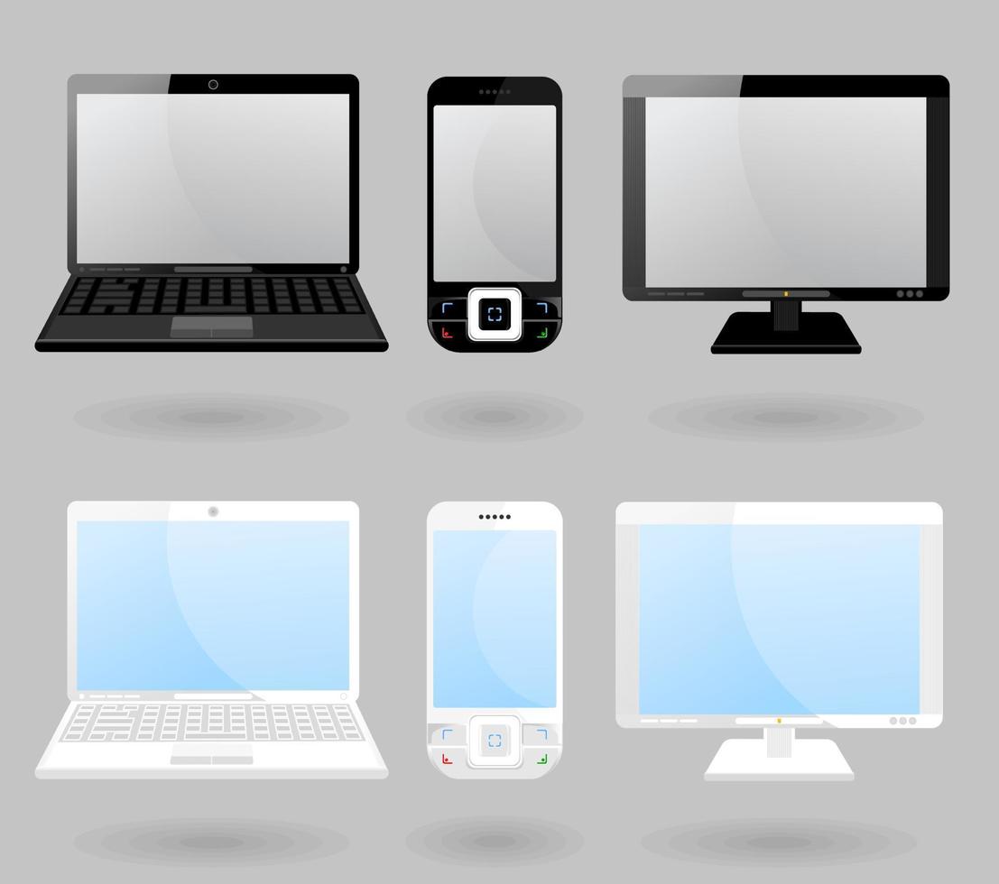 monitor, notebook y teléfono. ilustración vectorial vector