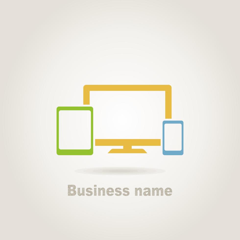 Monitor, notebook and telephone. Vector illustration