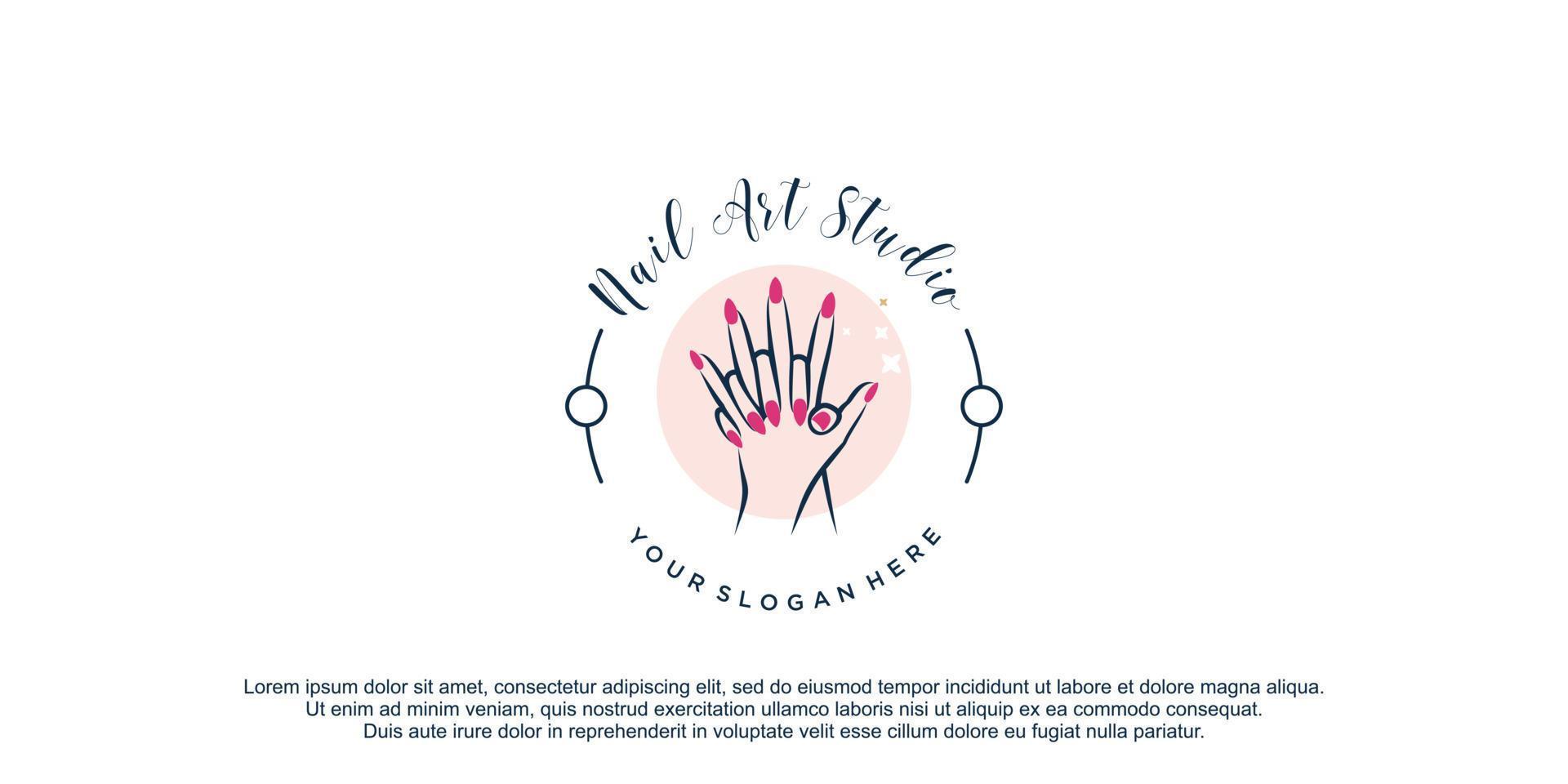 Nail polish logo with creative design unique element icon vector illustration