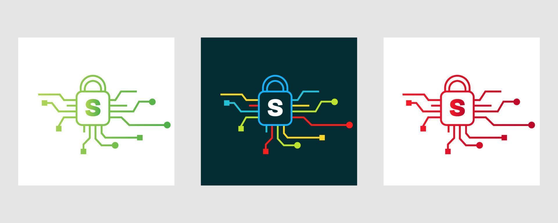Letter S Cyber Security Logo. Internet Security Sign, Cyber Protection, Technology, Biotechnology Symbol vector
