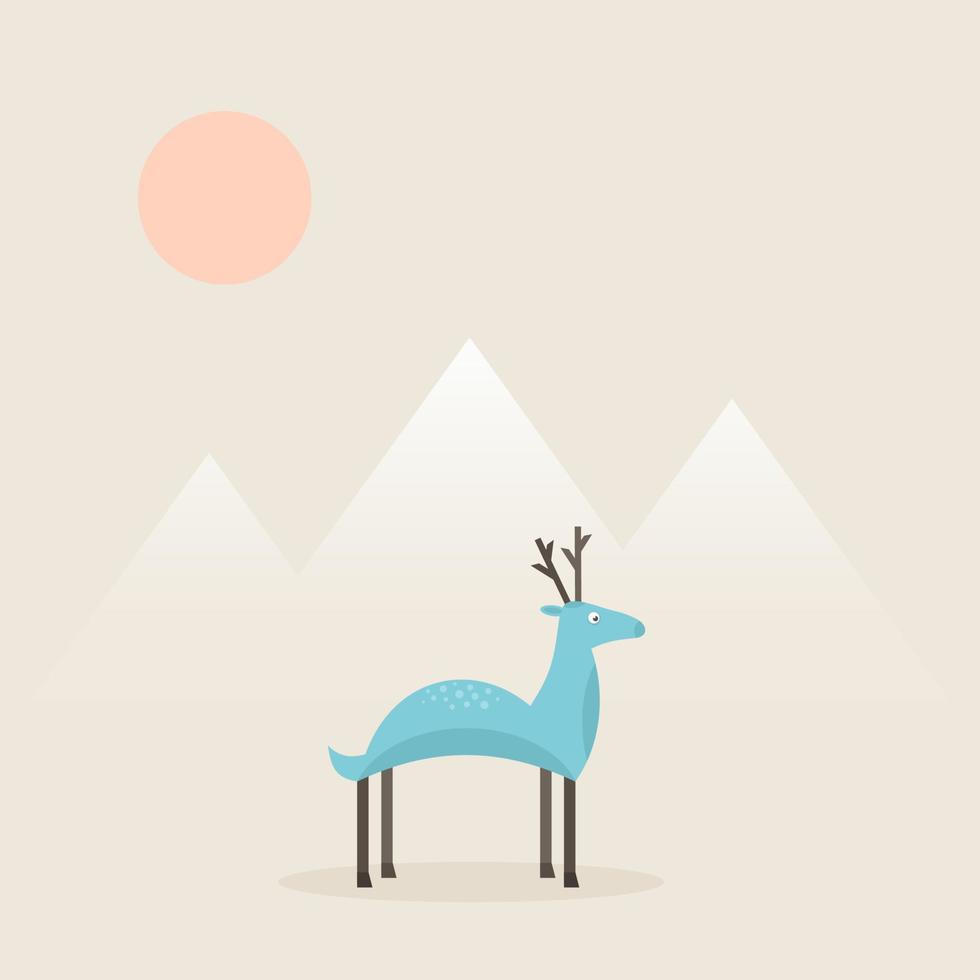 Deer on a background of mountains. Vector illustration