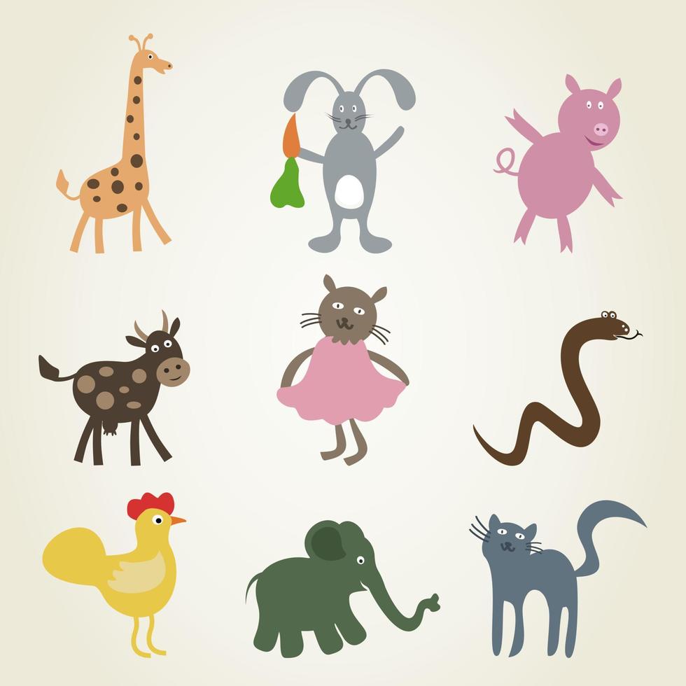 Set a cartoonof animals. A vector illustration