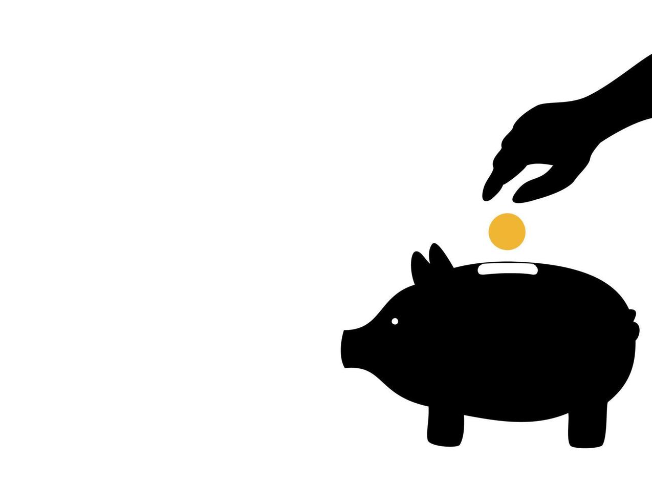 Pig on a grey background and green acorns. A vector illustration