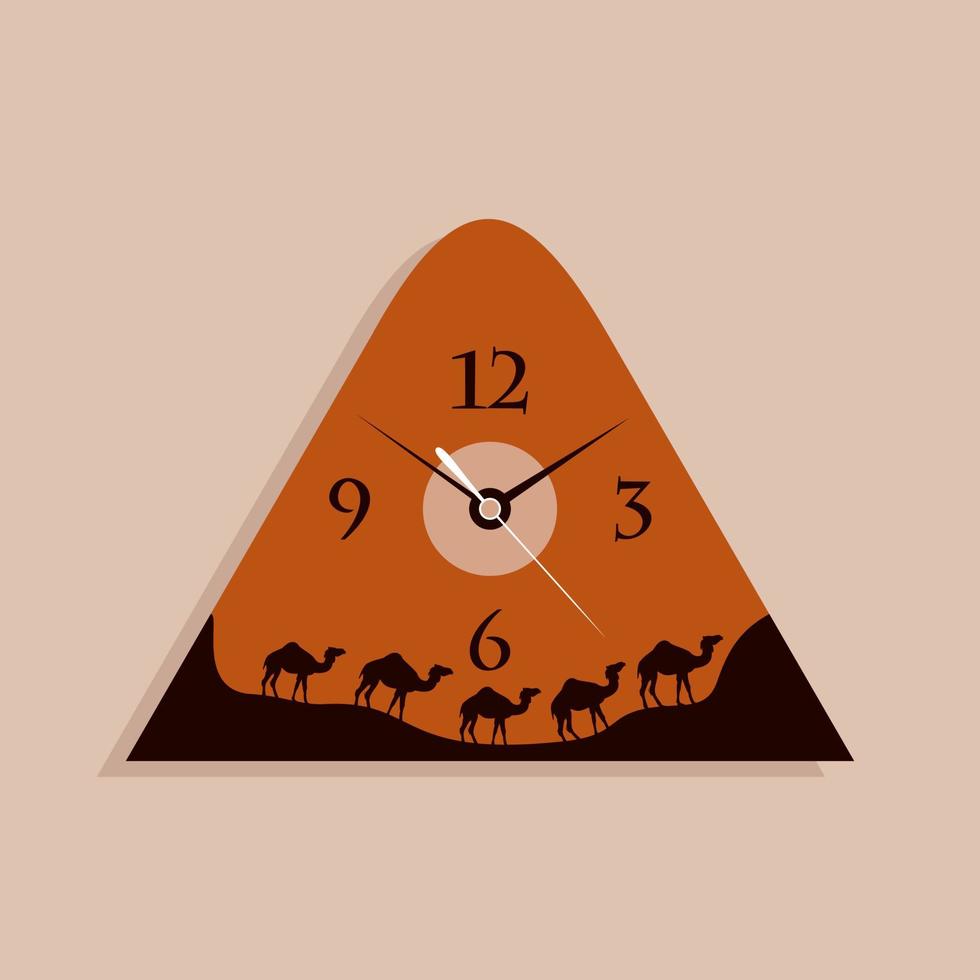 Hours in the form of a caravan of camels. A vector illustration