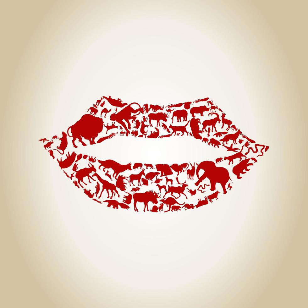 Lip made of animals. A vector illustration