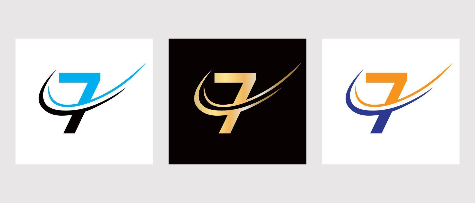 Initial Letter 7 Logo Design Template. Monogram Logotype Symbol vector