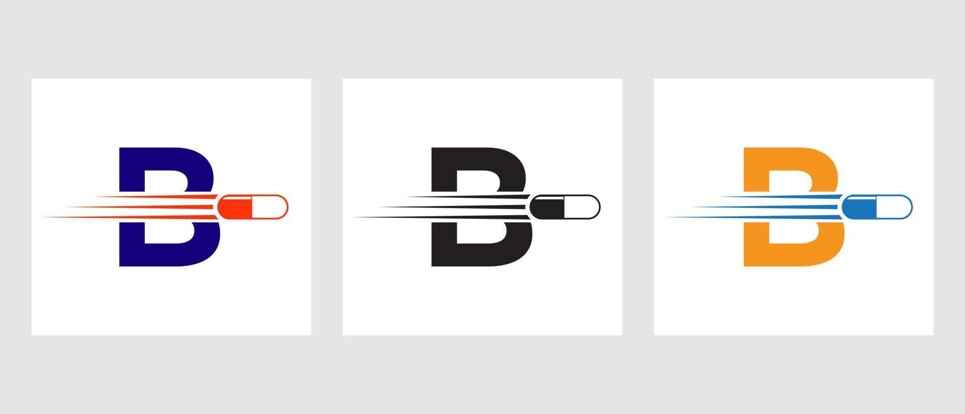 Letter B Medicine Logo. Medical Logotype Concept With Medicine Piles