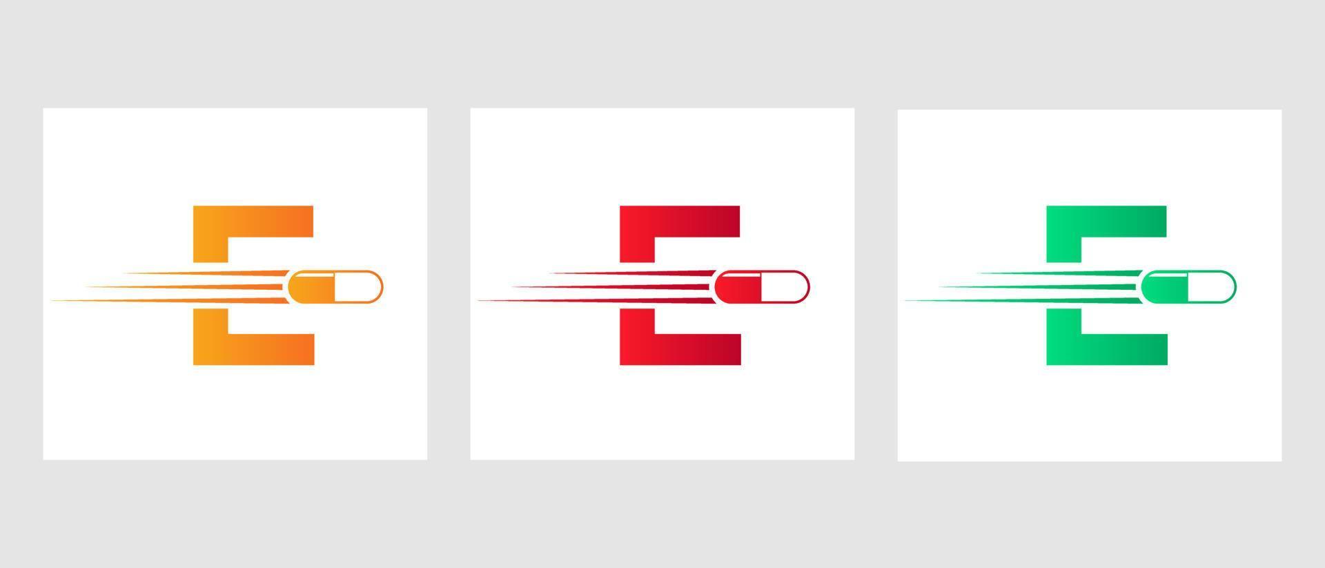 Letter E Medicine Logo. Medical Logotype Concept With Medicine Piles Symbol vector