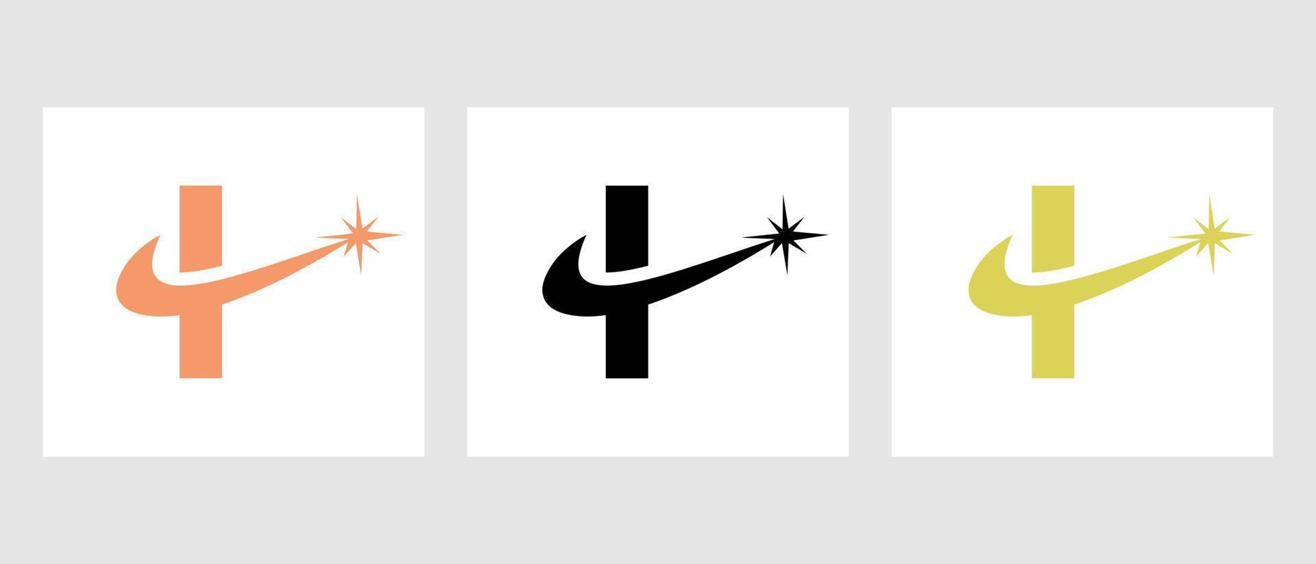 plantilla de vector de diseño de logotipo de letra i chispa