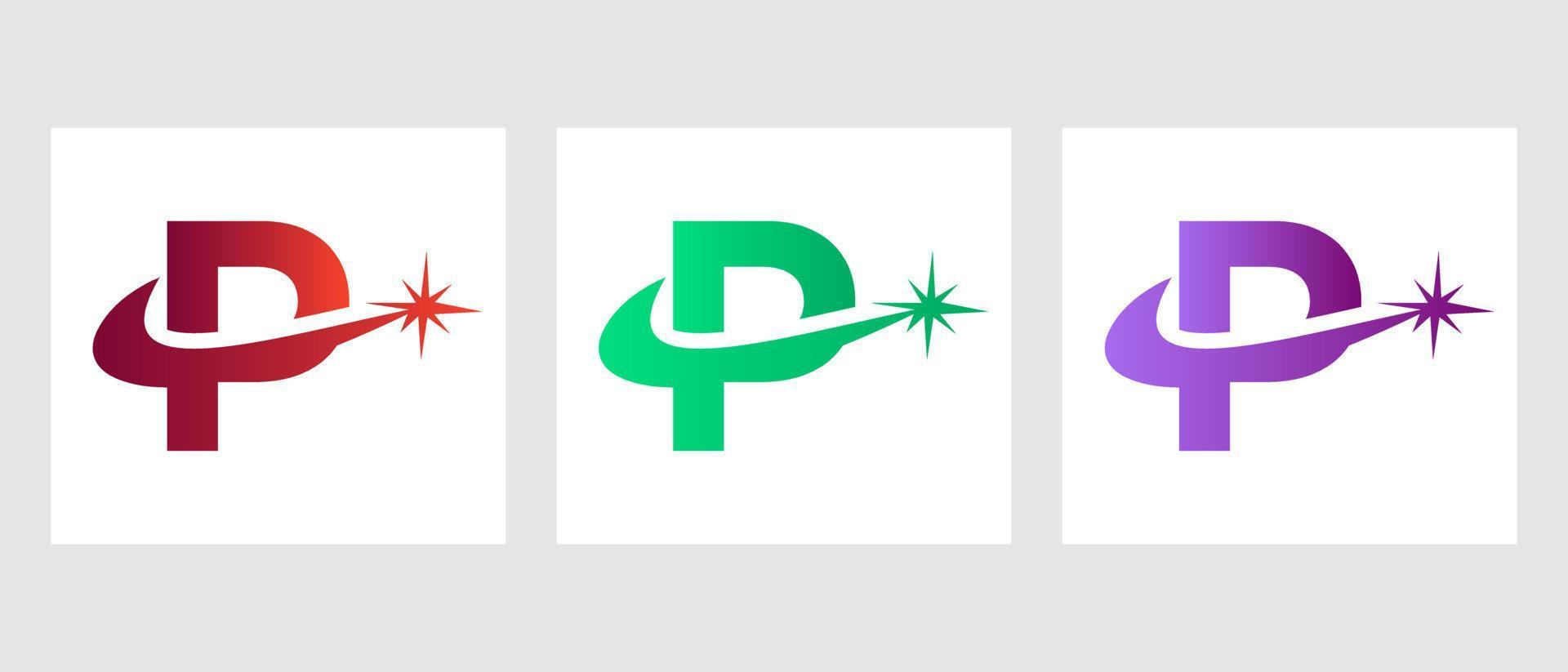 Letter P Spark Logo Design Vector Template