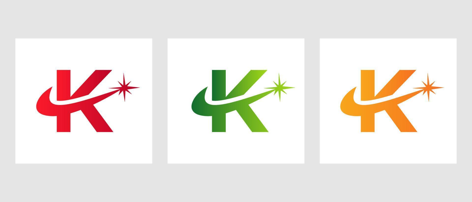 plantilla de vector de diseño de logotipo de chispa de letra k