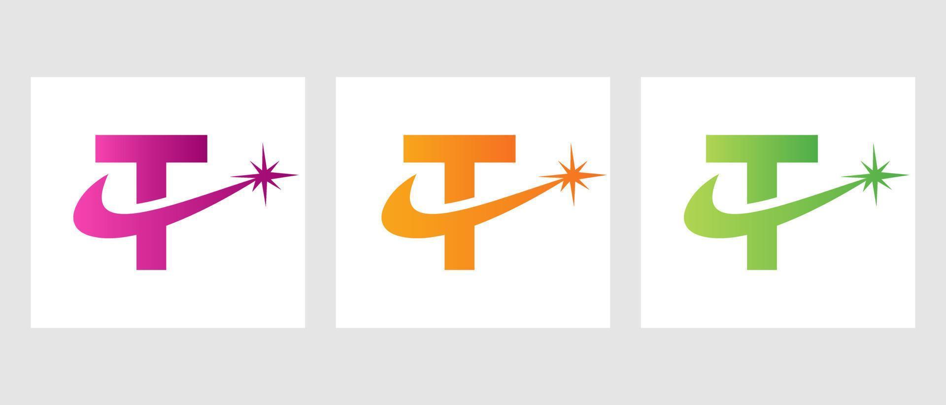 Letter T Spark Logo Design Vector Template