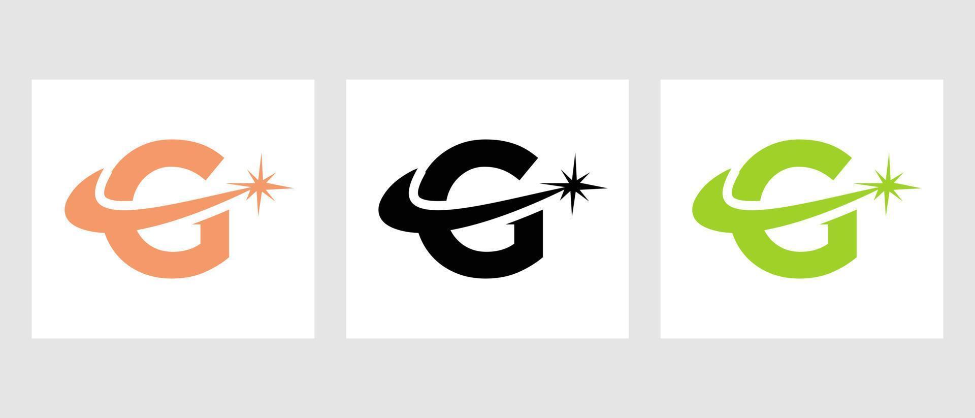 plantilla de vector de diseño de logotipo de chispa de letra g