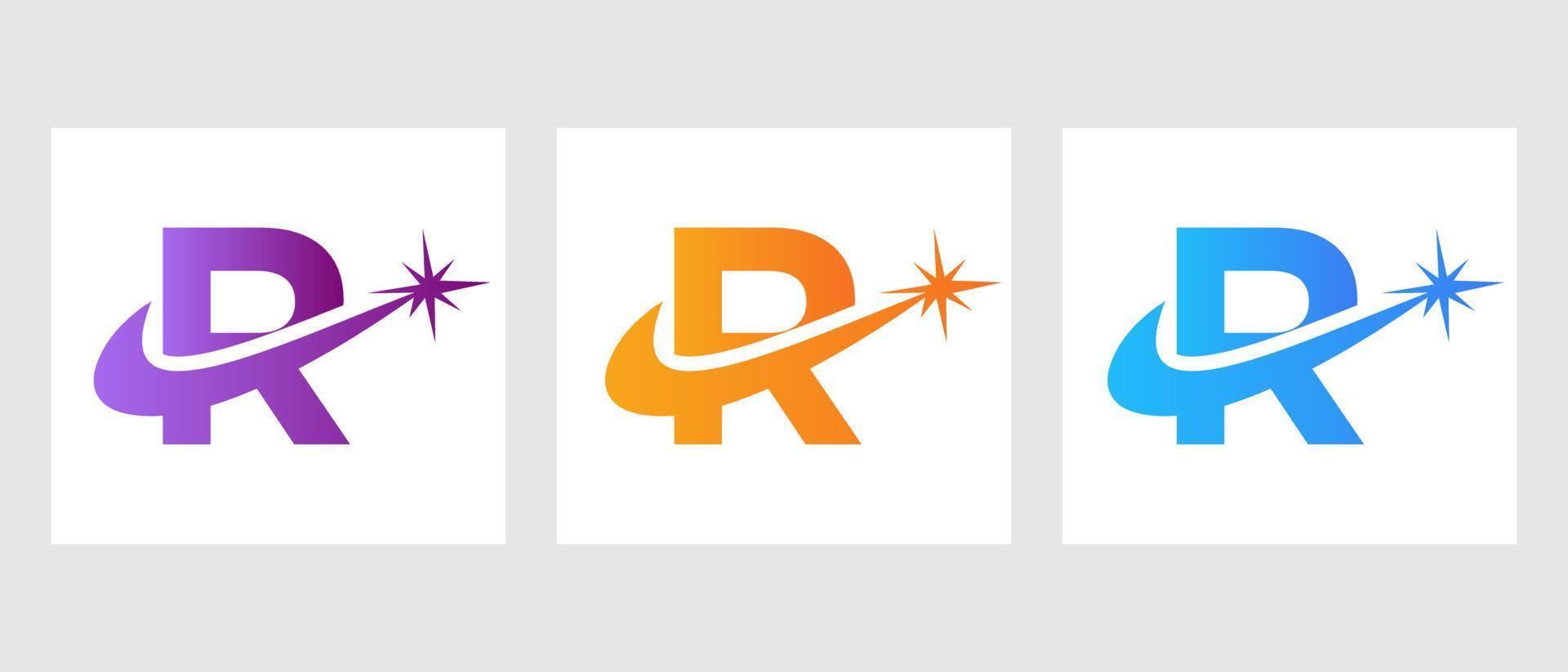 plantilla de vector de diseño de logotipo de chispa de letra r