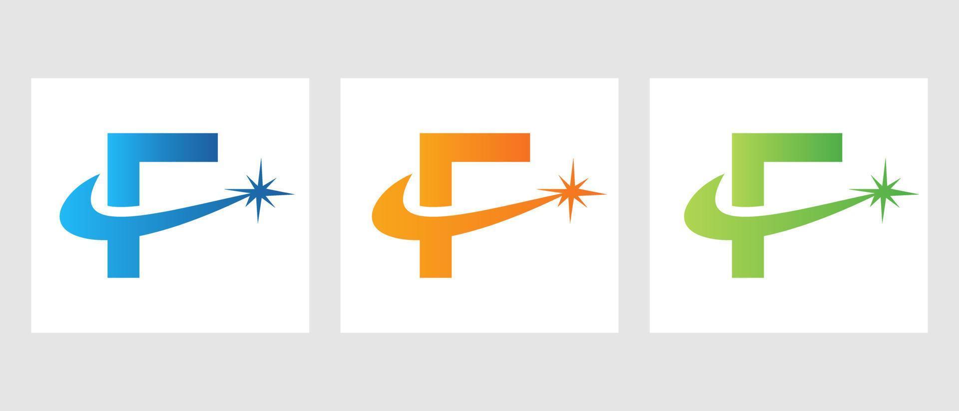 Letter F Spark Logo Design Vector Template