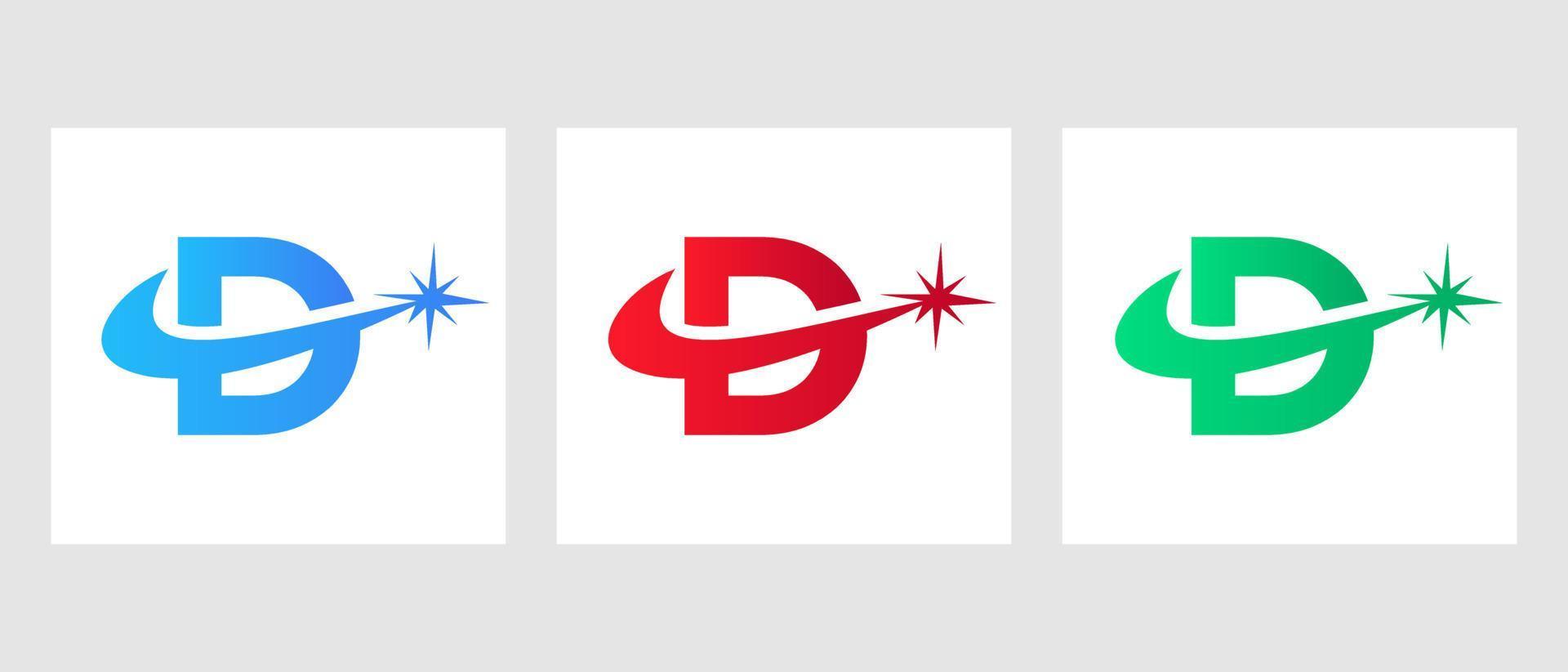 Letter D Spark Logo Design Vector Template