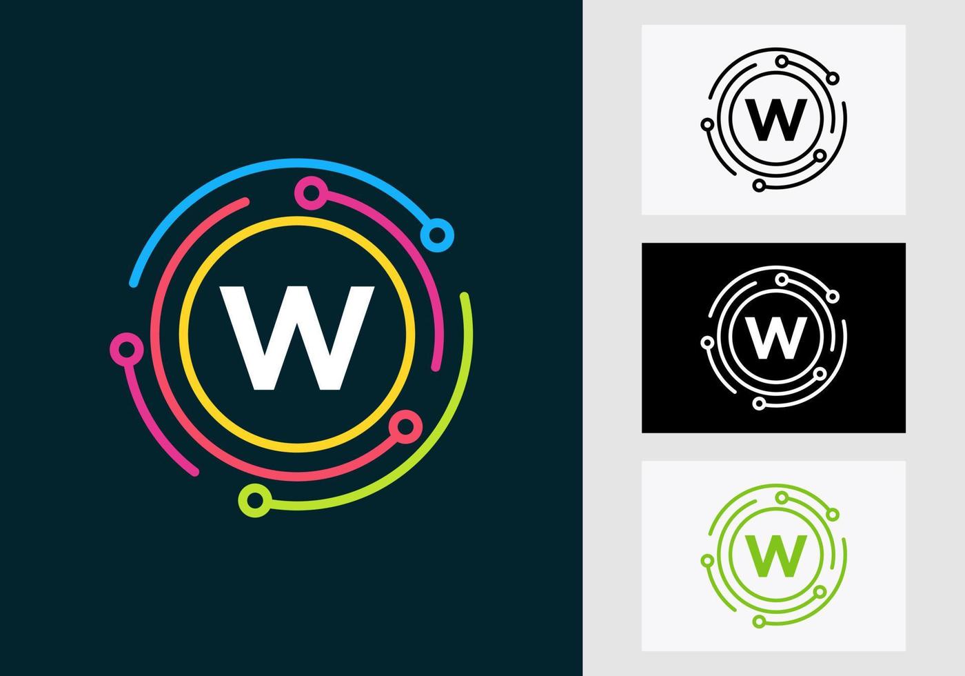 diseño de logotipo de tecnología de letra w. símbolo del logotipo de red vector