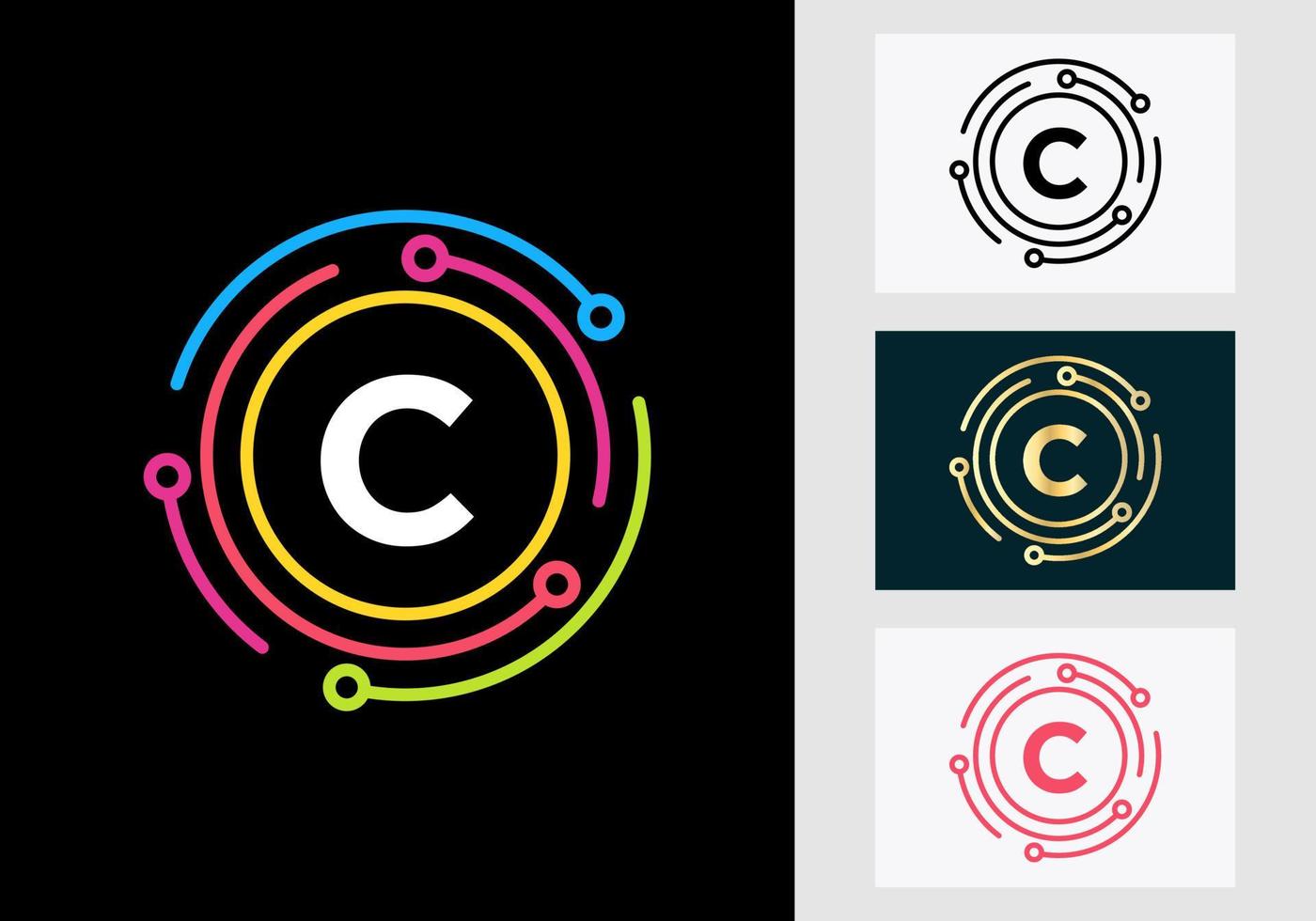 diseño de logotipo de tecnología de letra c. símbolo del logotipo de red vector