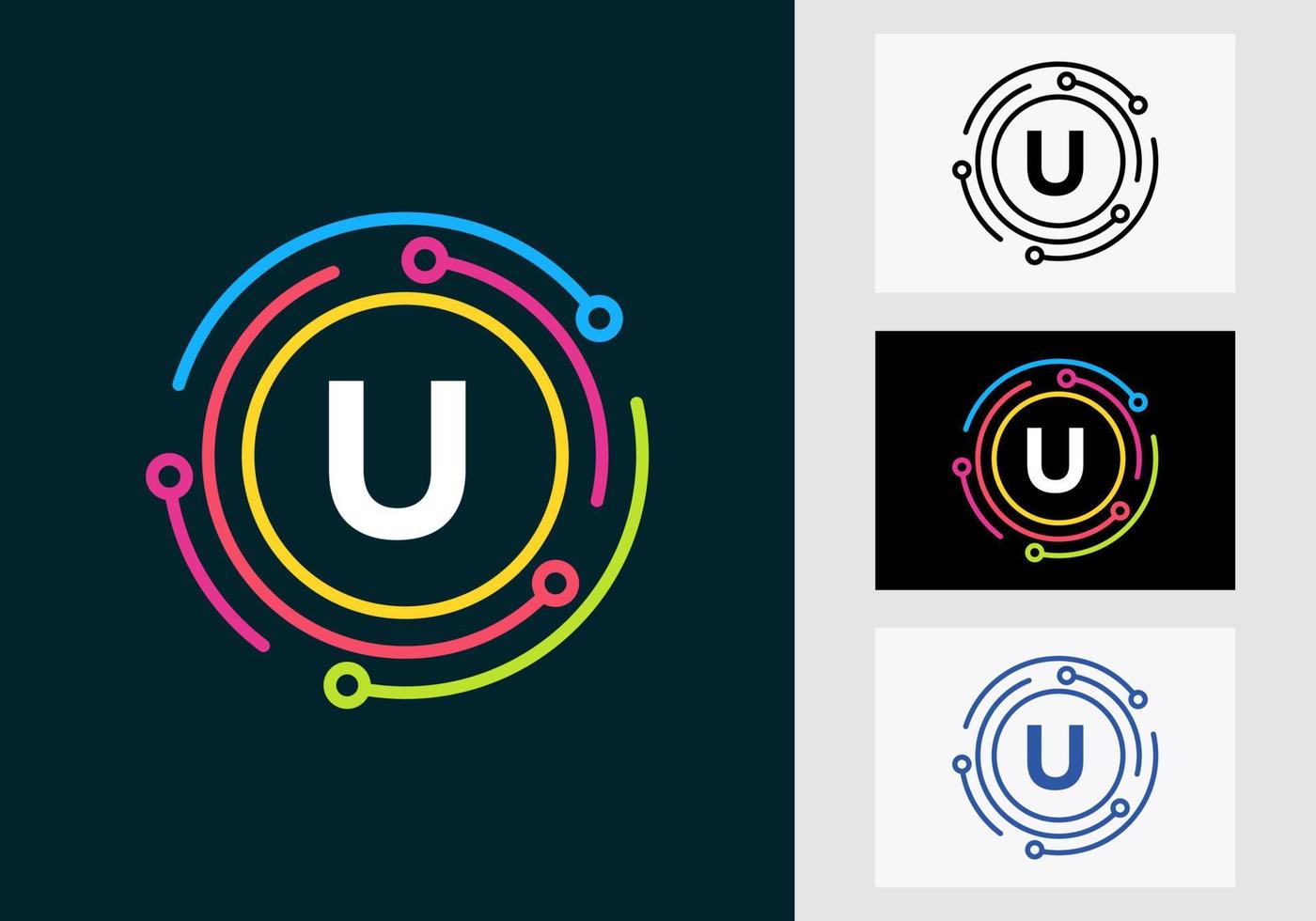 Letter U Technology Logo Design. Network Logo Symbol vector
