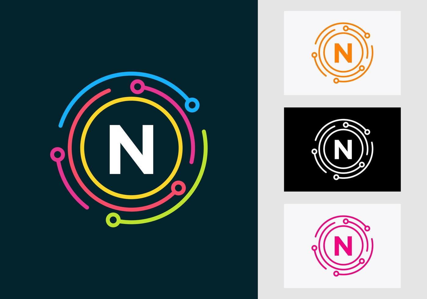 diseño del logotipo de la tecnología de la letra n. símbolo del logotipo de red vector