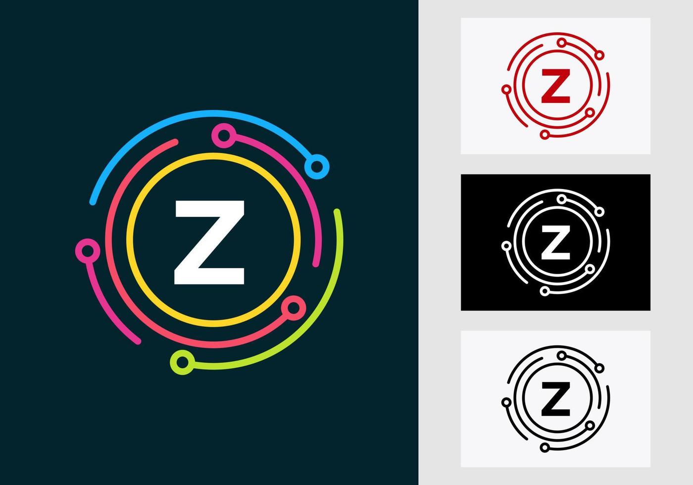 diseño del logotipo de la tecnología de la letra z. símbolo del logotipo de red vector
