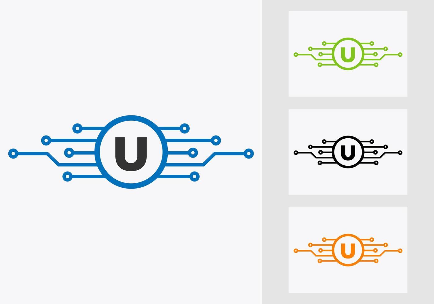 plantilla de diseño de logotipo de tecnología de letra u. diseño de logotipo de red vector