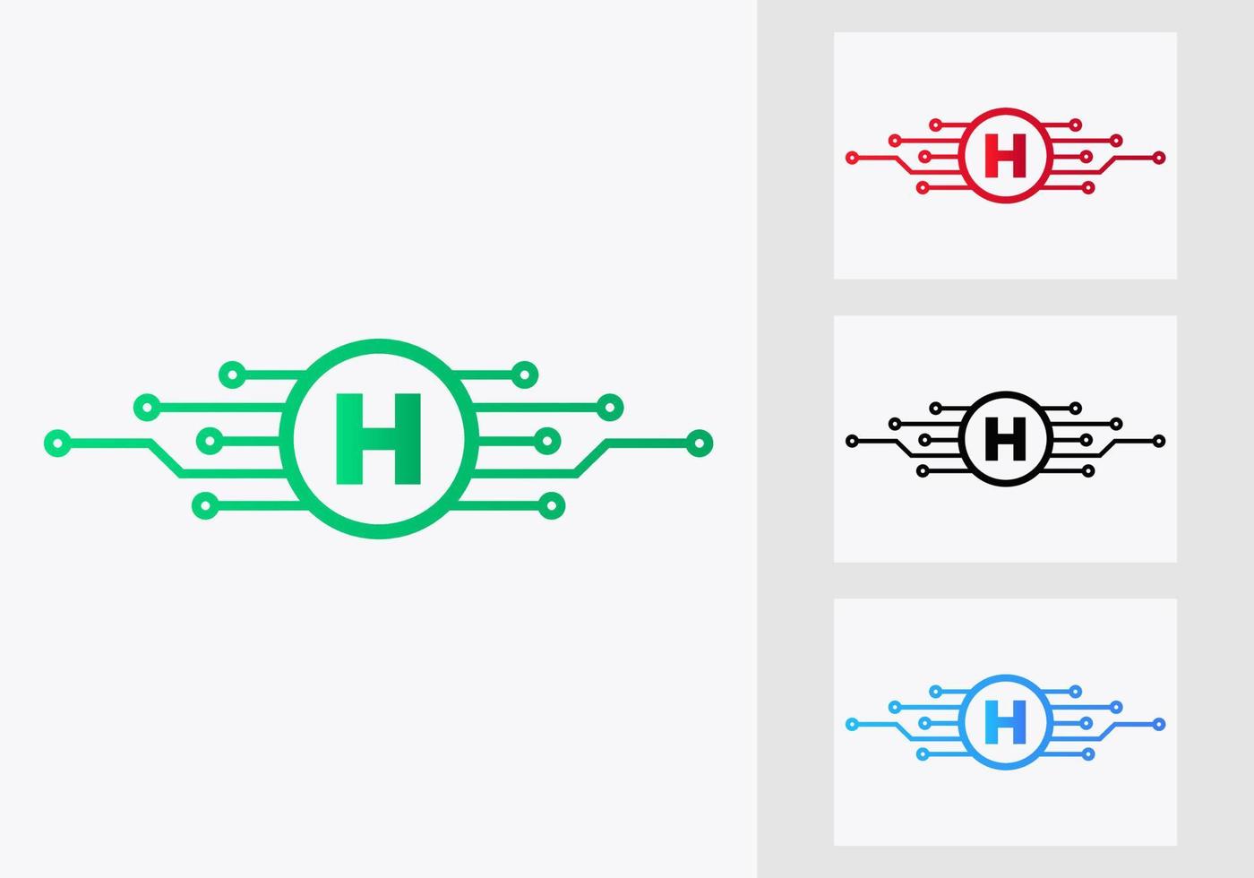 Letter H Technology Logo Design Template. Network Logo Design vector